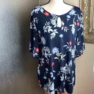 Navy Charter Club top with floral design.